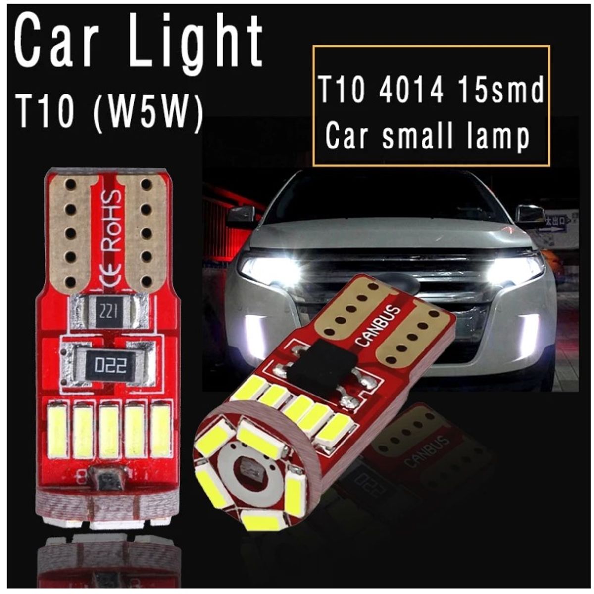 JET - Foco Led T10 De Alta Potencia Luz Blanco Auto Camioneta Par