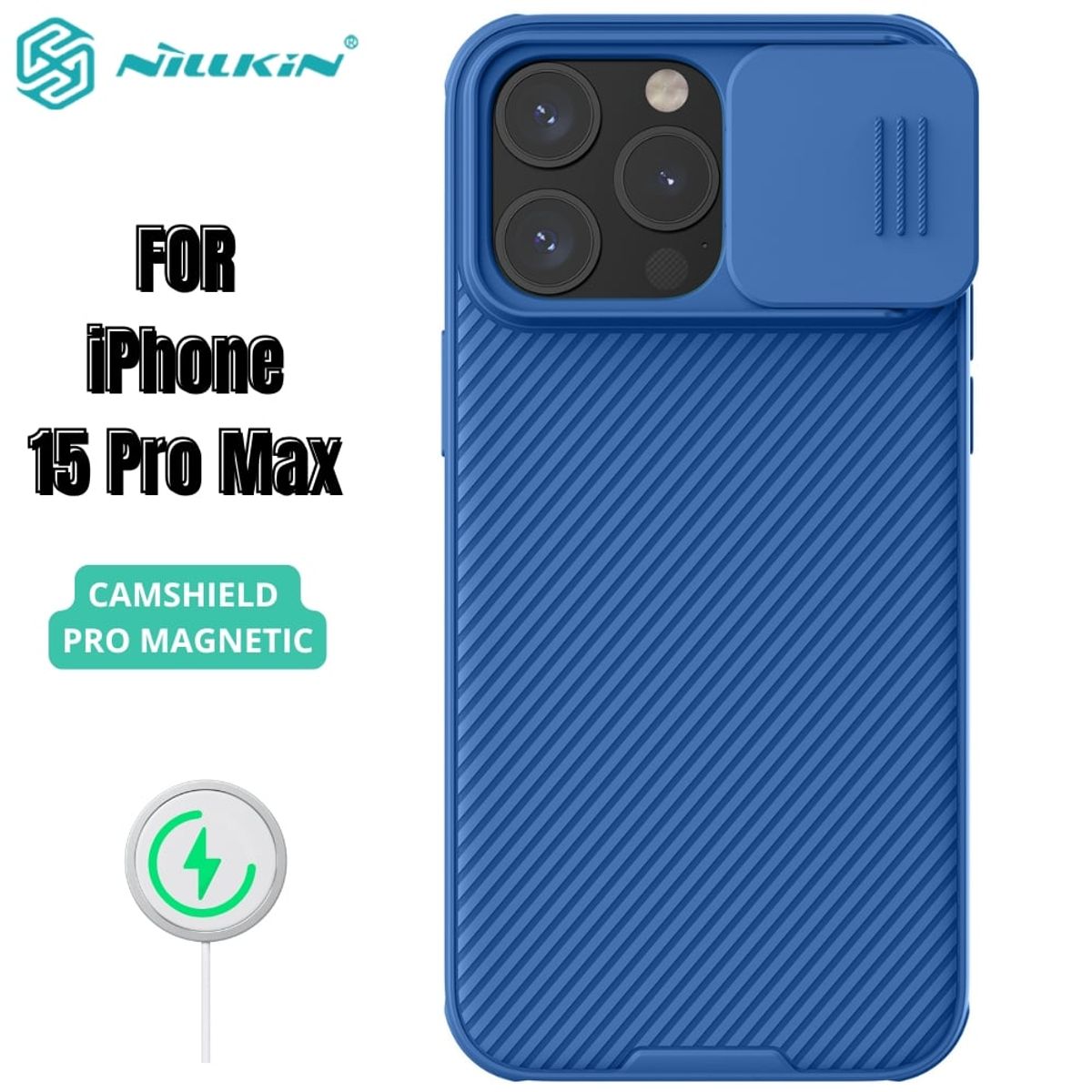 NILLKIN - Case Nillkin Camshield Pro Blue - iPhone 15 Pro Max (MagSafe)