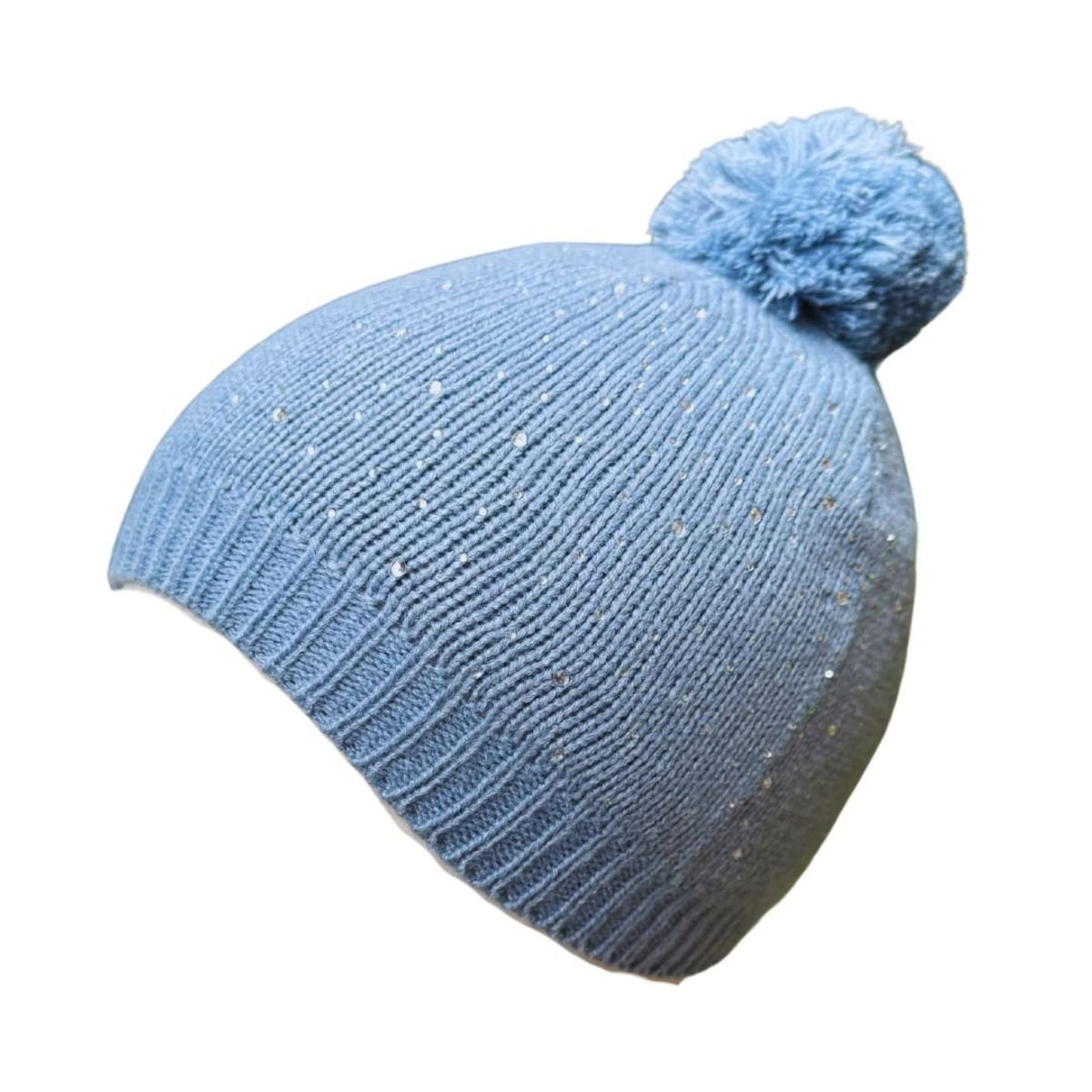 KAST PE - Beanie Pompon gorro niña Celeste con Brillos