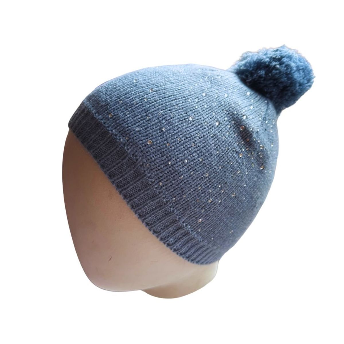 KAST PE - Beanie Pompon gorro niña Celeste con Brillos