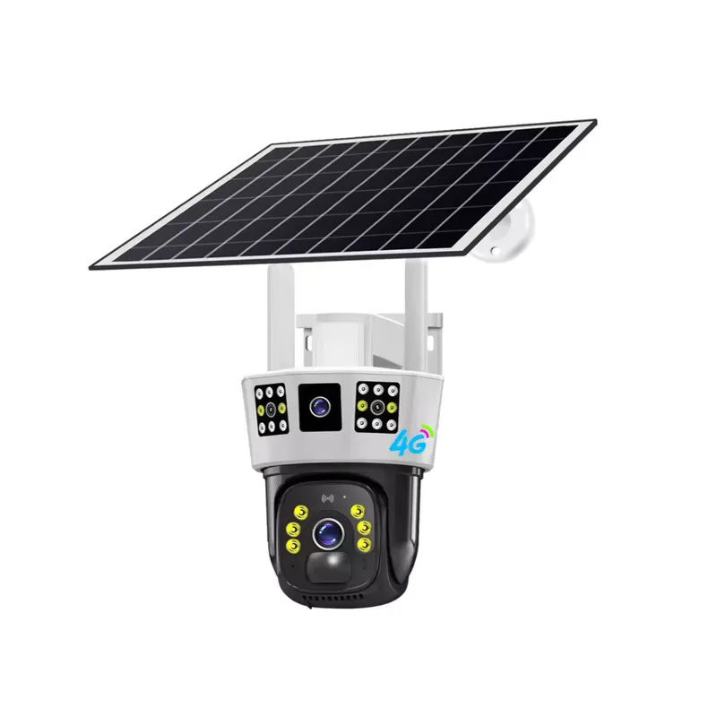 GENERICO - Cámara De Seguridad DOBLE LENTE WIFI Exterior Con Panel solar VCS10