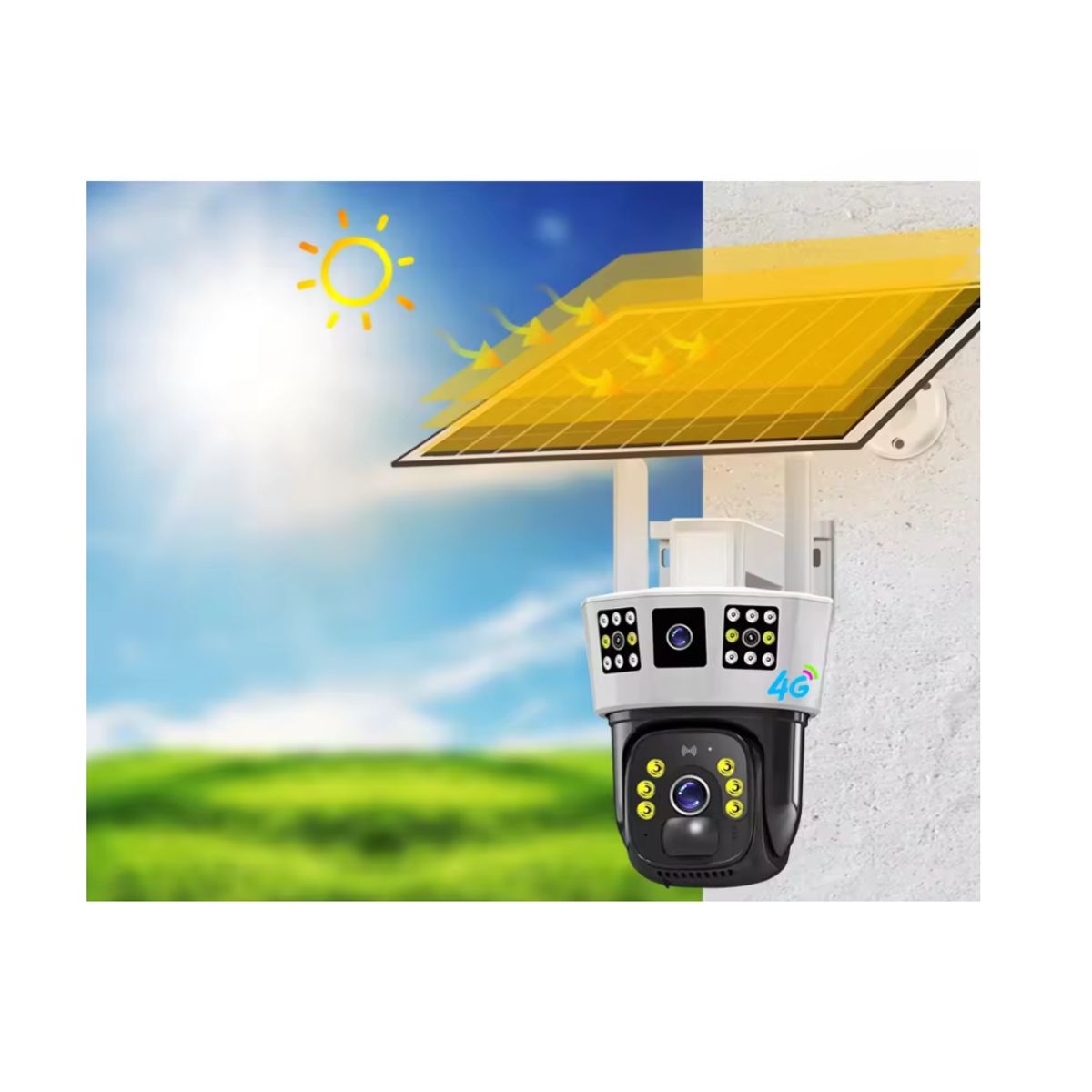 GENERICO - Cámara De Seguridad DOBLE LENTE WIFI Exterior Con Panel solar VCS10