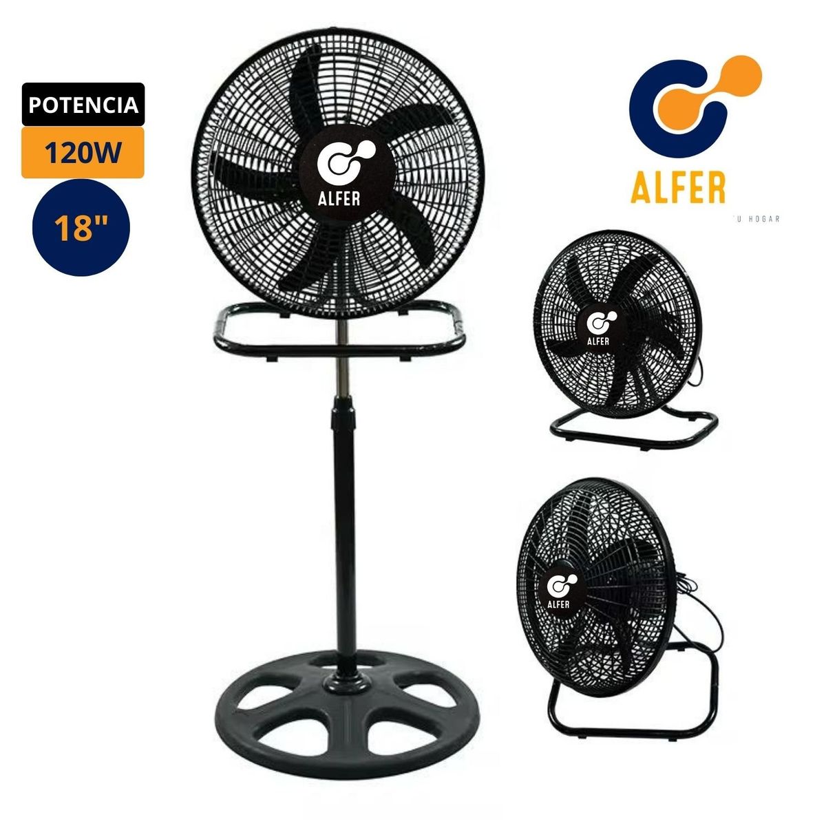 ALFER - Ventilador 3 en 1 De 18″ 120 Watts Negro ALFER