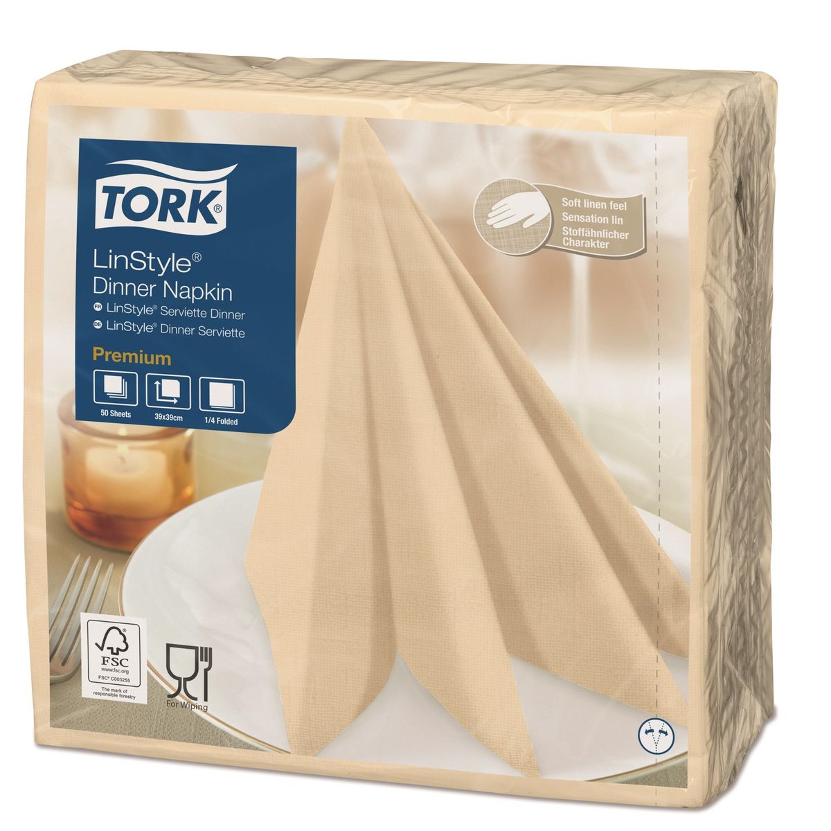 TORK - Servilleta Tipo Tela Tork Linstyle Crema x 50un