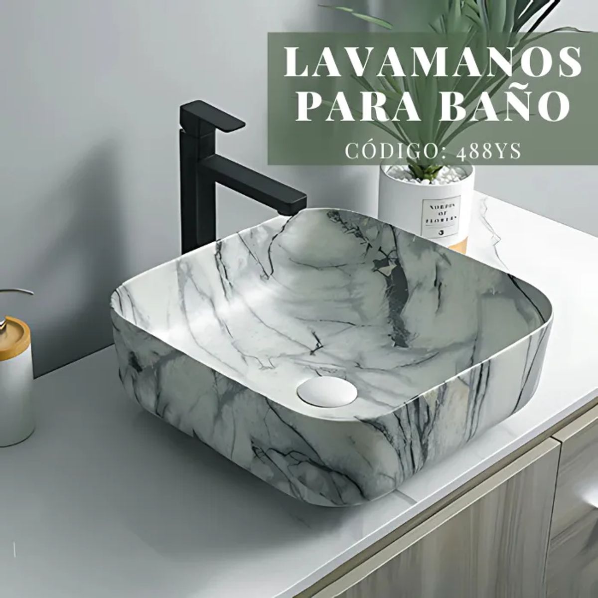 XM - LAVABO OVALIN DE LOZA  CUADRADO 488YS