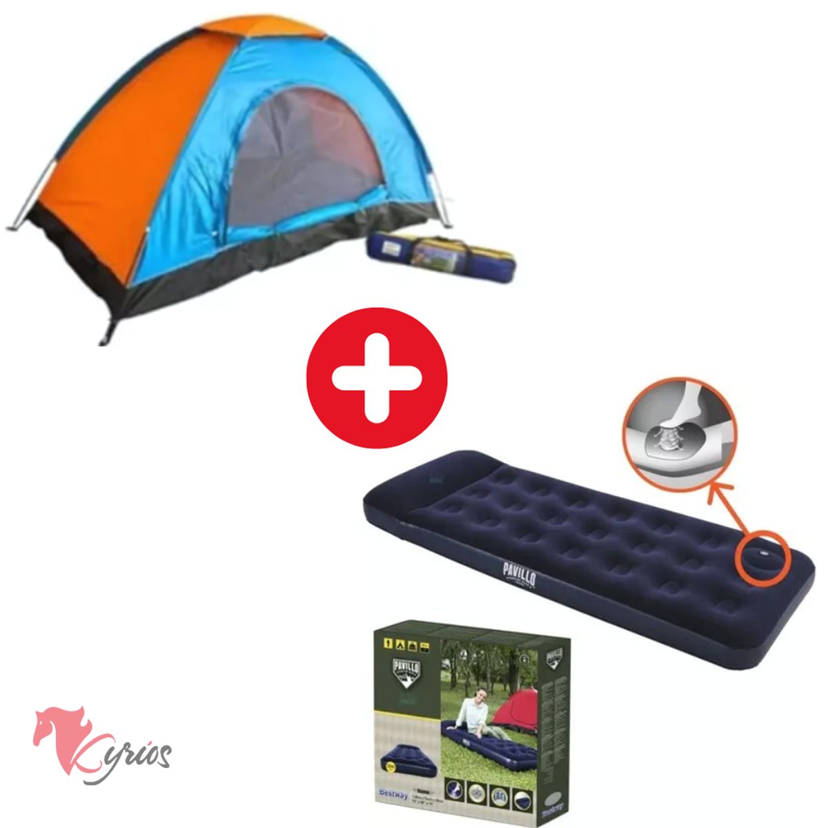 NO LOGO - Carpa De 2 Personas + Colchón Inflable De 1 Plaza