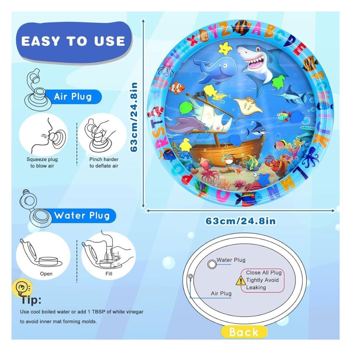 GENERICO - Alfombra Circular Sensorial Bebé Con Agua Aventura Marina