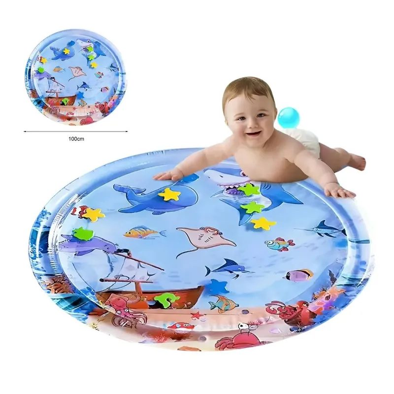 GENERICO - Alfombra Circular Sensorial Bebé Con Agua Aventura Marina