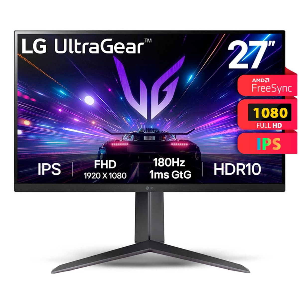 LG - monitor LG UltraGear 27” 180Hz G-SYNG IPS 1ms GtG HDR10  27GS65F-B