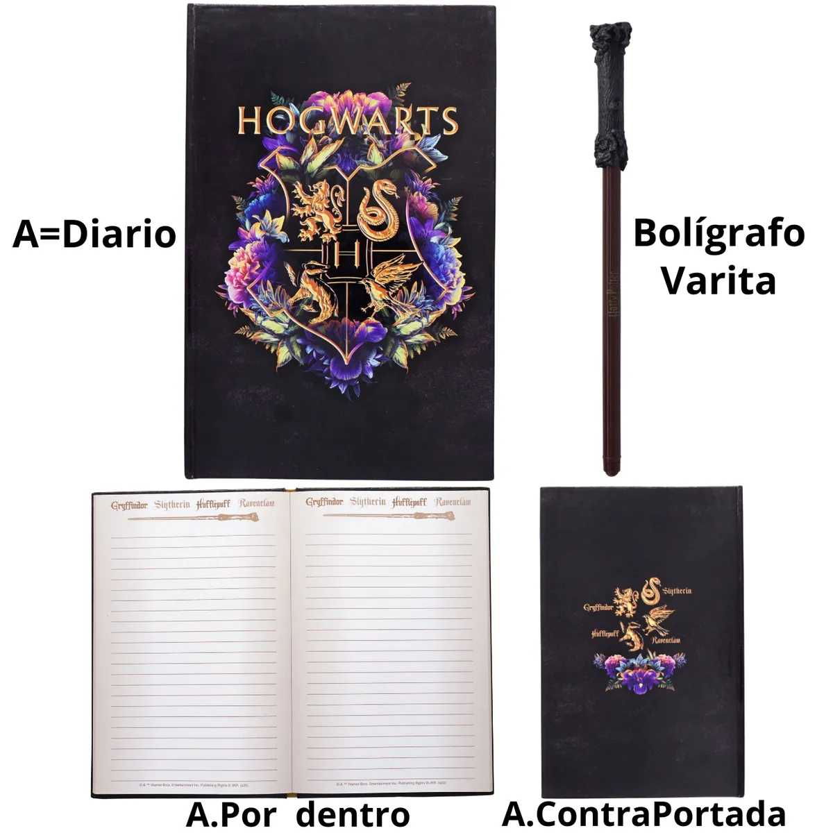 XCLUSIVE - Harry Potter - Diario y bolígrafo varita Hogwarts Casa Real