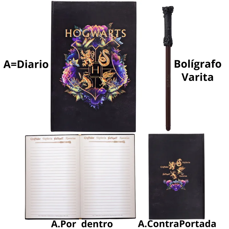 XCLUSIVE - Harry Potter - Diario y bolígrafo varita Hogwarts Casa Real