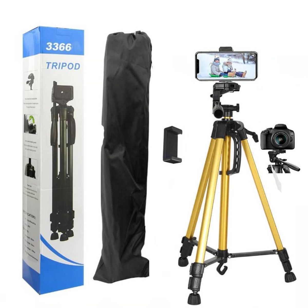 GENERICO - Tripode para Camara Celular 140 cm Profesional Dorado 360°
