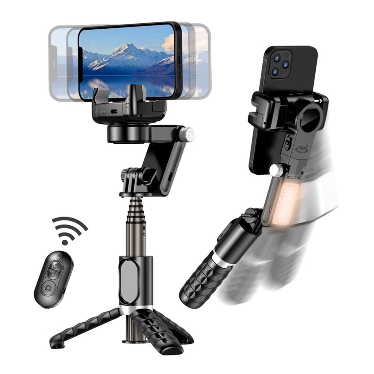 NANOTRON TECHNOLOGIES - Estabilizador Gimbal de Cardán 2 ejes Q18 para celulares – Negro