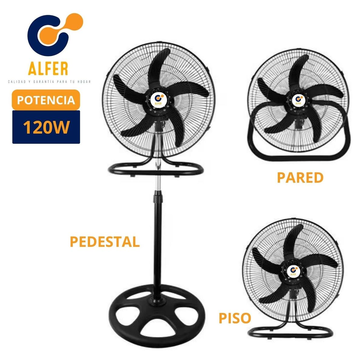 ALFER - Ventilador 3 en 1 De 18″ 120 Watts Negro ALFER