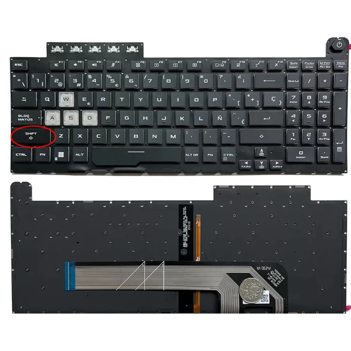 DISEÑO ORIGINAL - Teclado Asus Tuf Gaming F15 Fa506 Fx506 Fx706 Fa706 Rgb