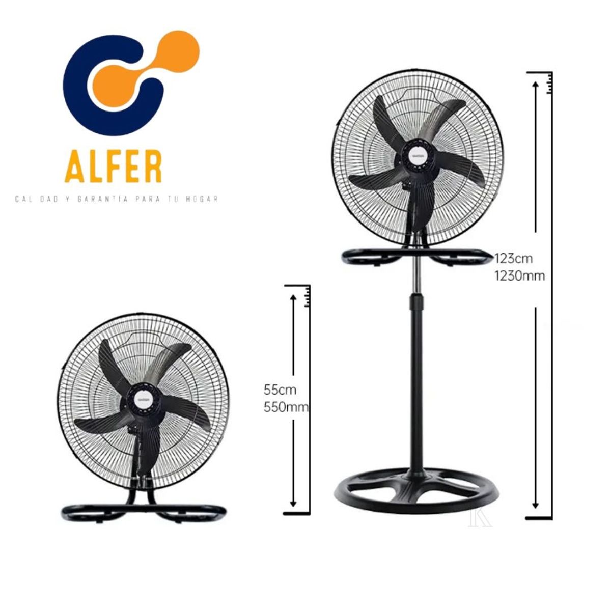 ALFER - Ventilador 3 en 1 De 18″ y 120 Watts Negro Alfer