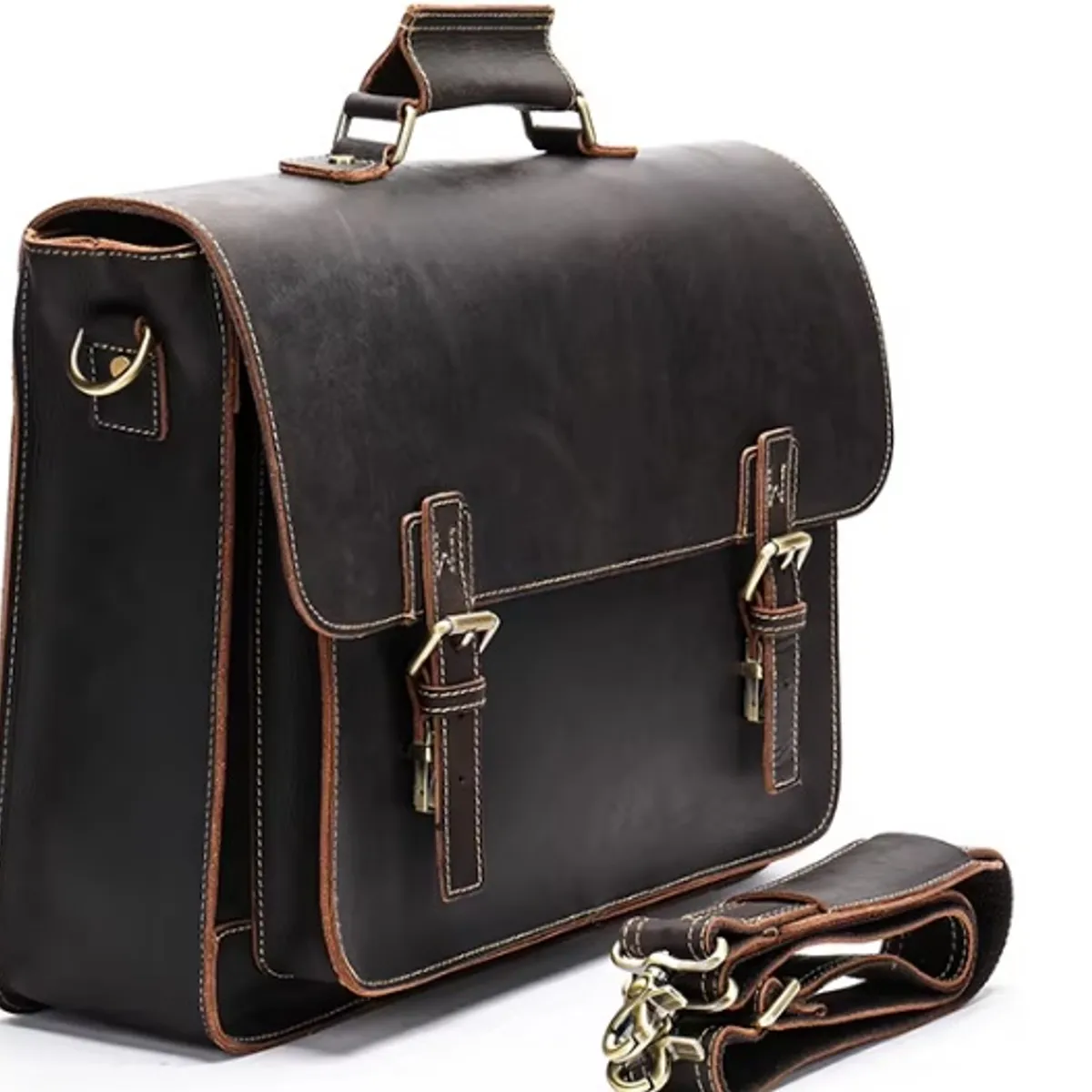 GENERICO - Maletin Grande de Cuero Genuino Vintage Hombres