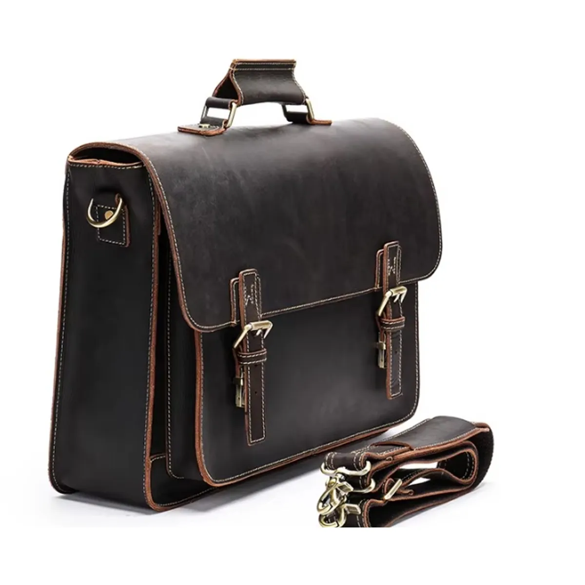 GENERICO - Maletin Grande de Cuero Genuino Vintage Hombres