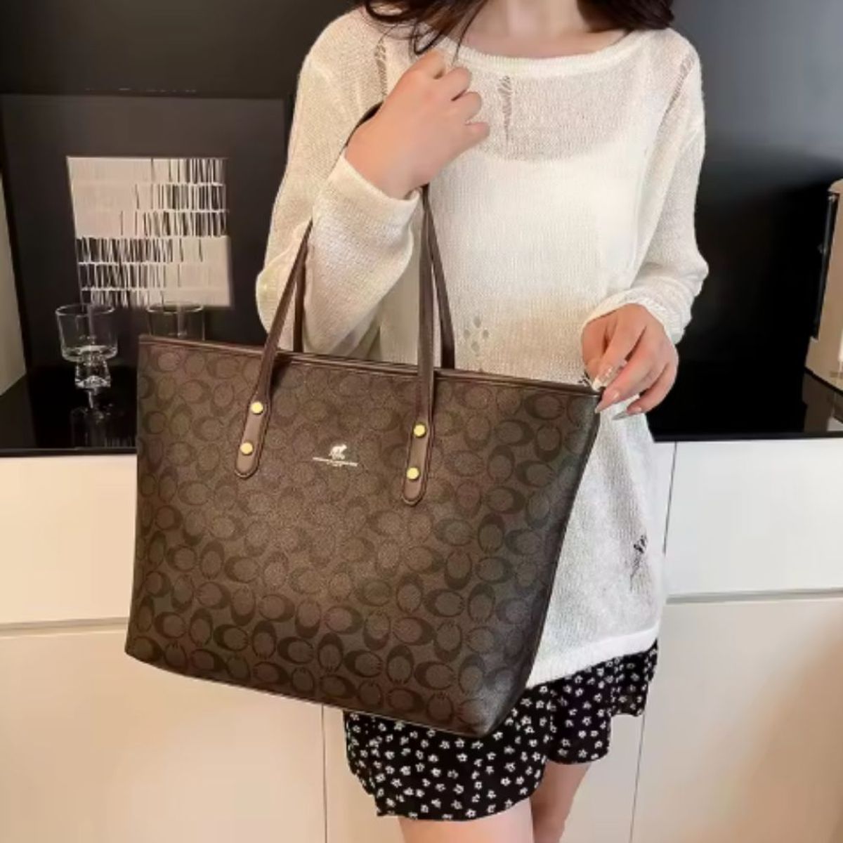 GENERICO - Bolso Britani grande con asas para mujer bandolera de diseño de lujo