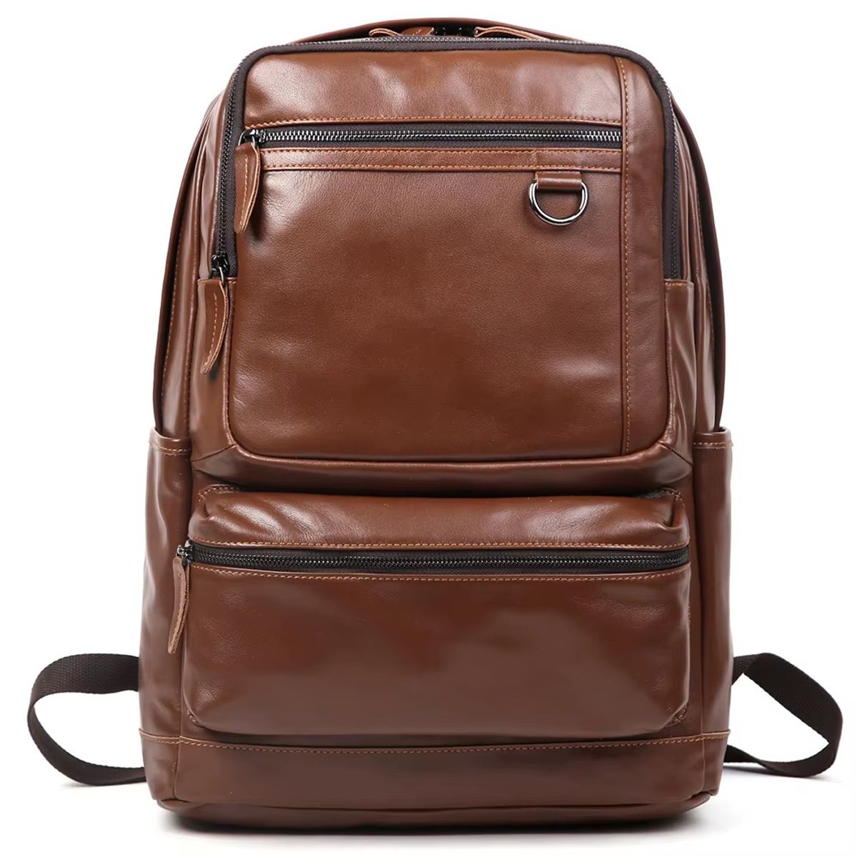 GENERICO - Mochila de Cuero Marron Claro Gran Capacidad