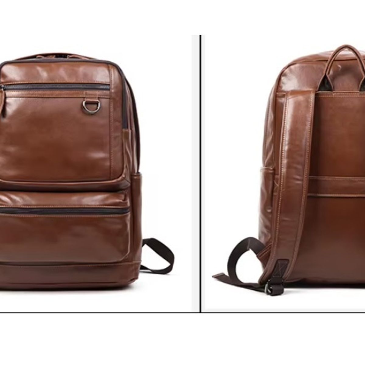 GENERICO - Mochila de Cuero Marron Claro Gran Capacidad