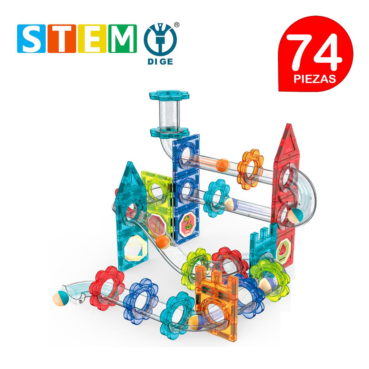 STM - Bloques magnéticos didácticos STEM DIGE MAGIC caja 74 piezas
