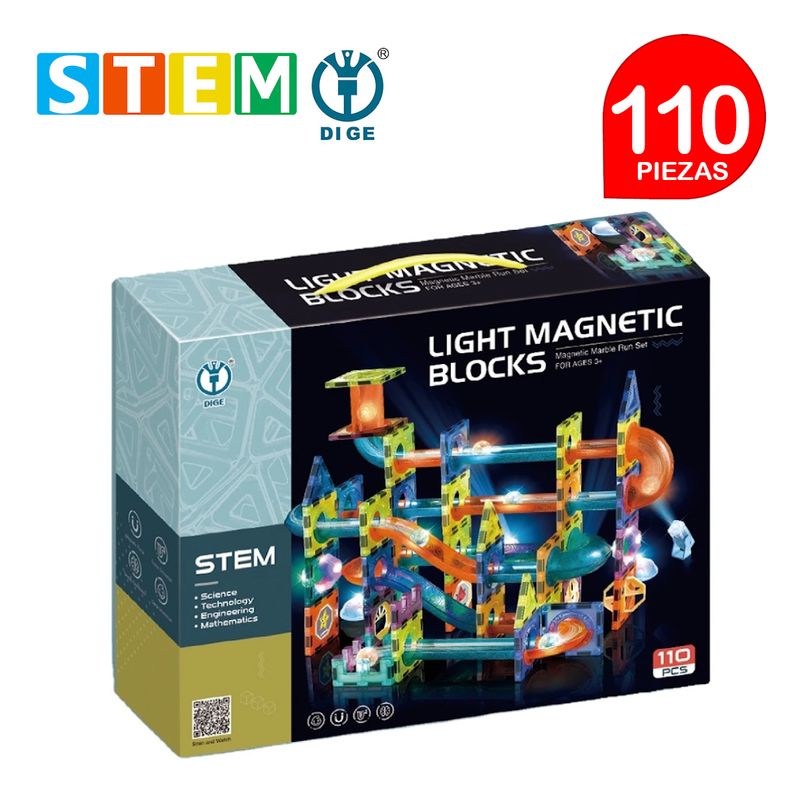 STM - Bloques magnéticos didácticos STEM DIGE LIGHT caja110 piezas