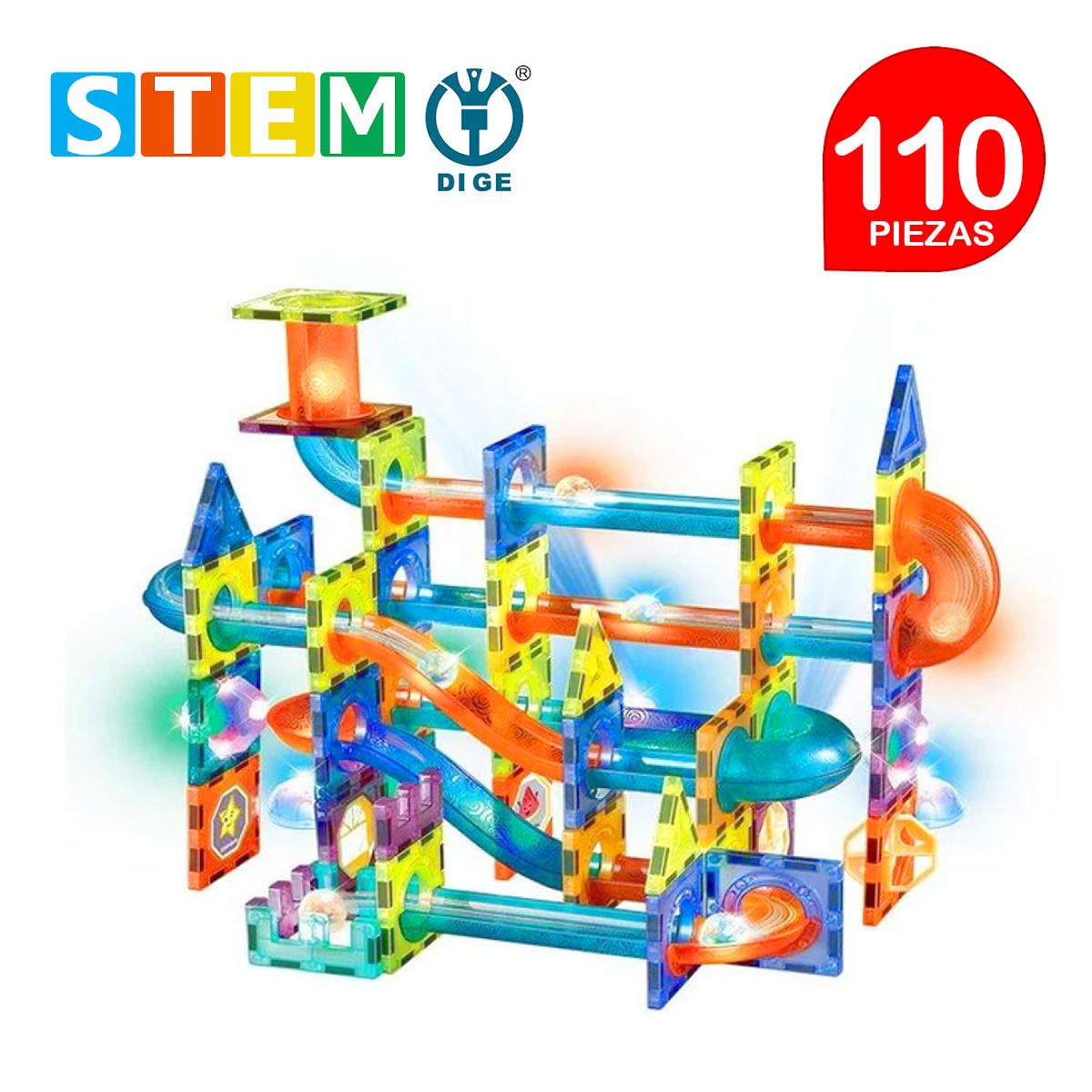 STM - Bloques magnéticos didácticos STEM DIGE LIGHT caja110 piezas
