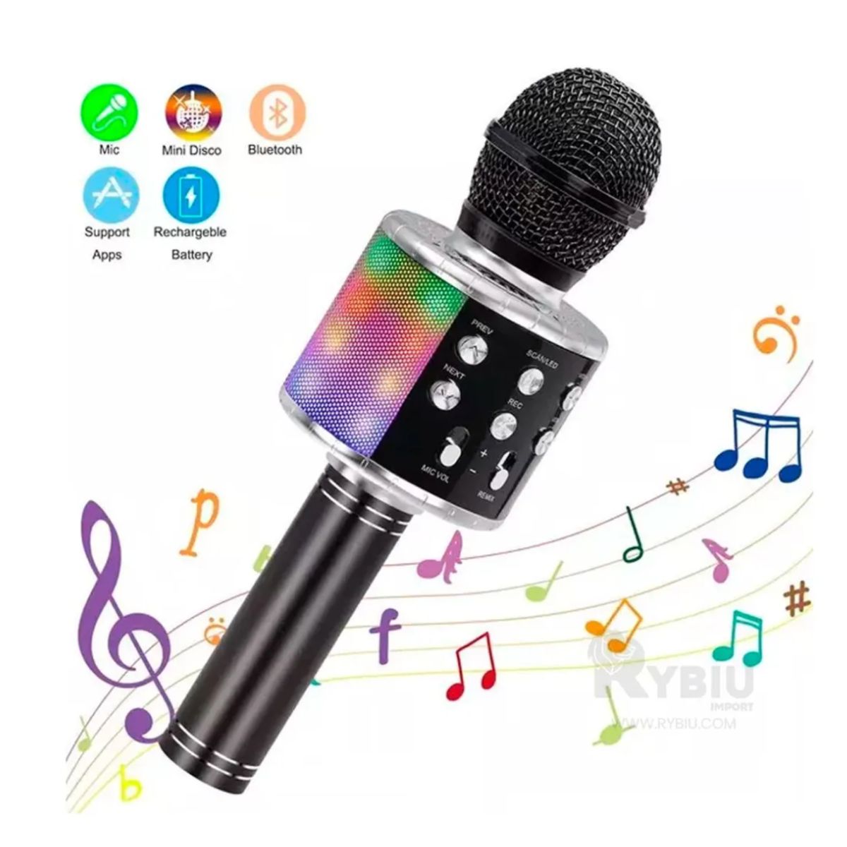 GENERICO - Micrófono Karaoke Inalámbrico Bluetooth Altavoz Recargable