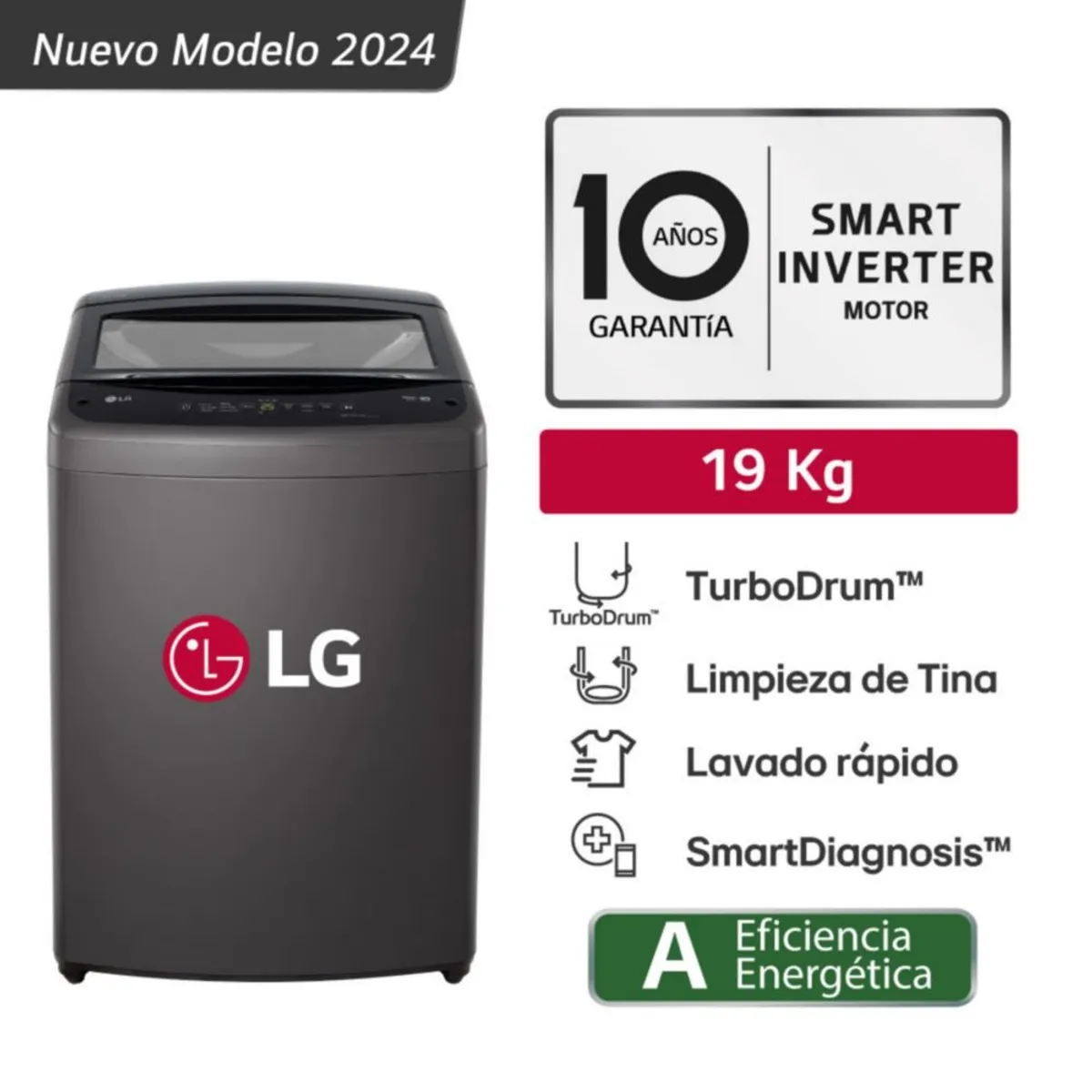 LG - LAVADORA LG 19 KG CARGA SUPERIOR TURBODRUM™ WT19BVTB