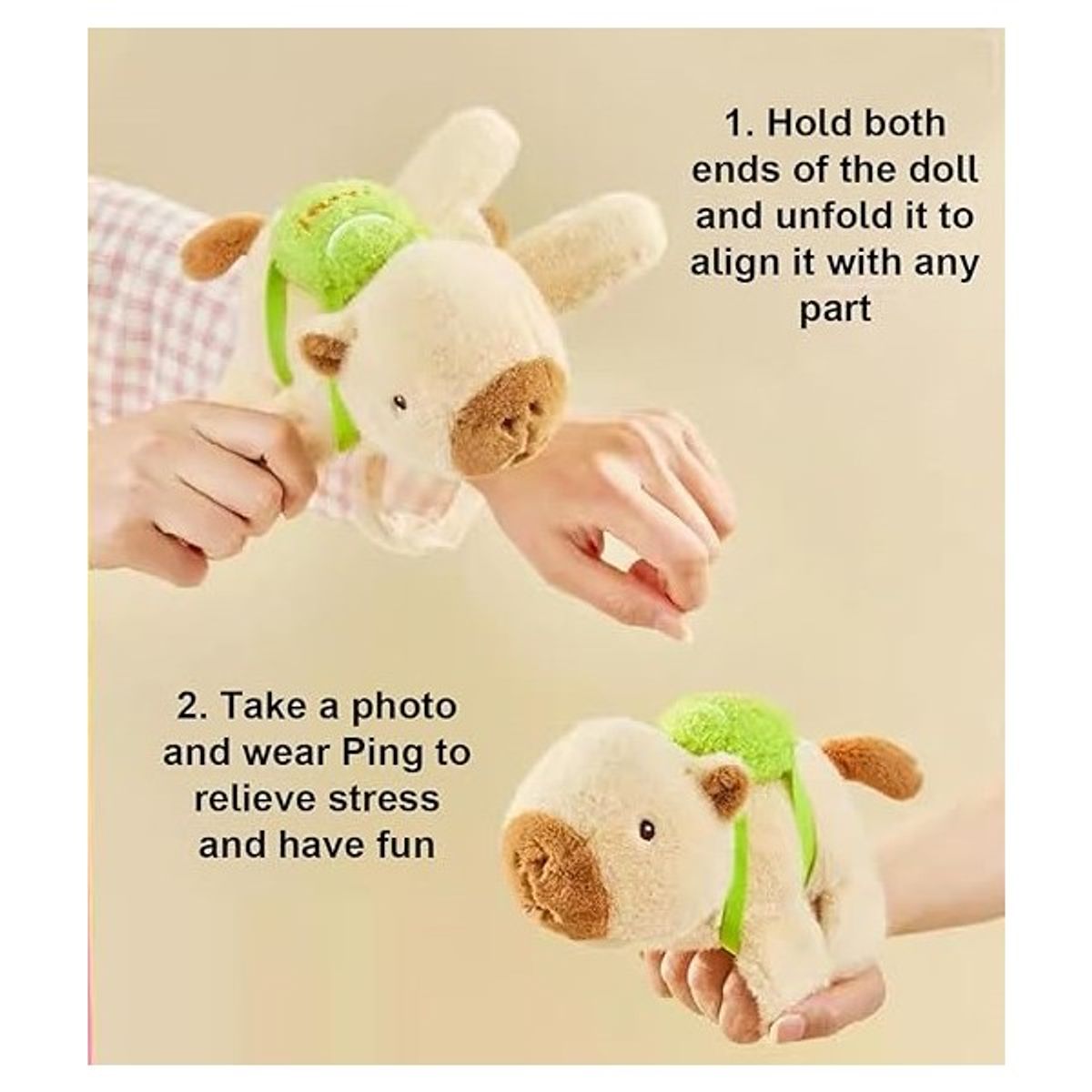 GENERICO - Peluche Capibara Pulsera Muñequera Kawai Beige