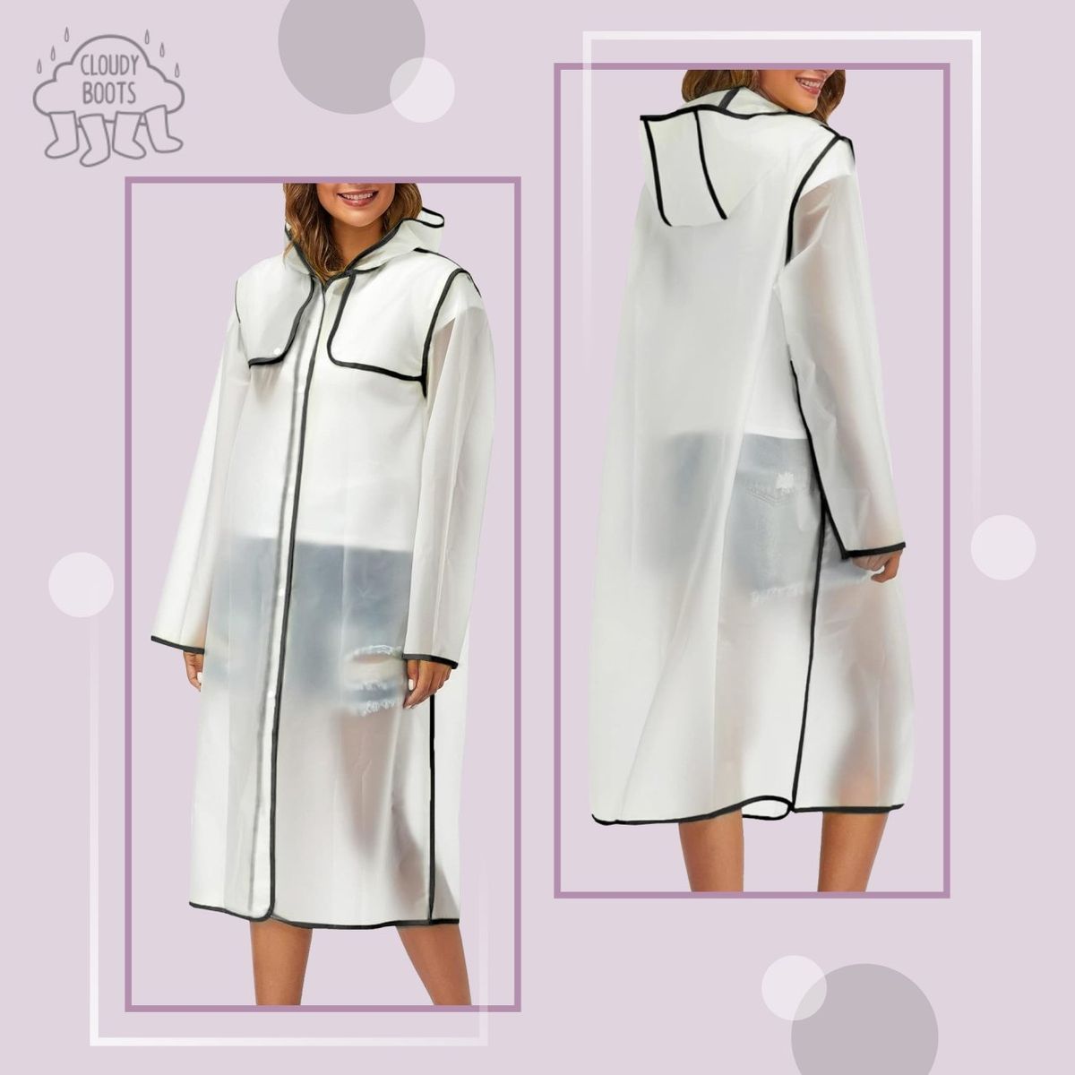GENERICO - IMPERMEABLE TRENDY ADULTO BLANCO CON RIBETE DE COLOR