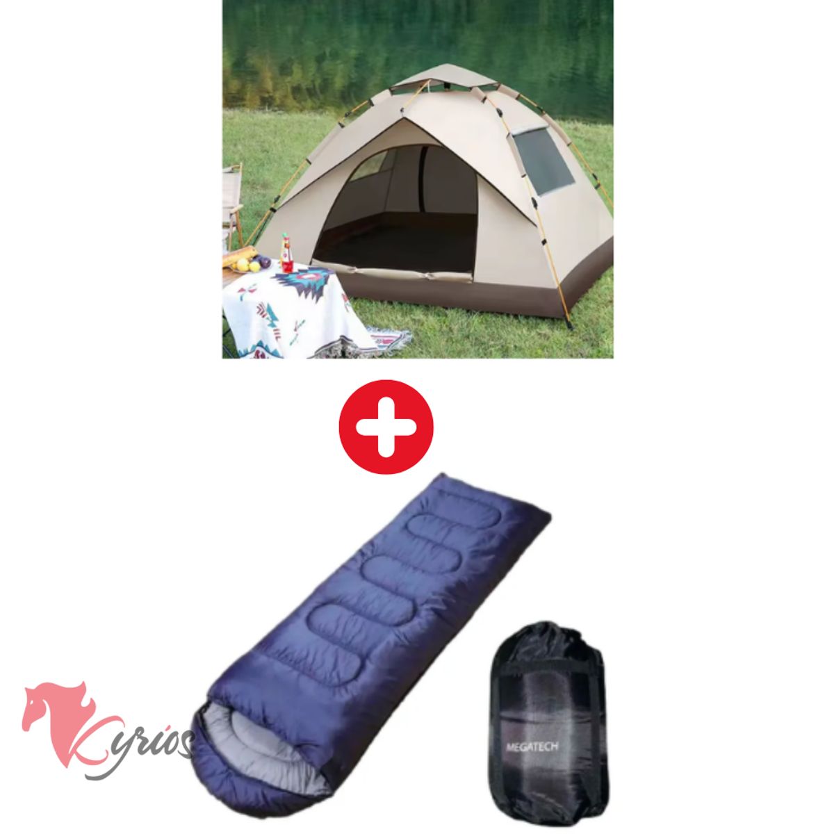 NO LOGO - Carpa Modelo Casa + Bolsa De Dormir 700 GR