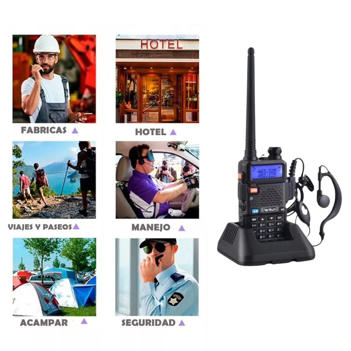 SEISA - Radio Walkie Talkie Transmisor UHF portatil UV-5R Inalambrico con Pantalla  Radio Fm Dual Banda 01 UND