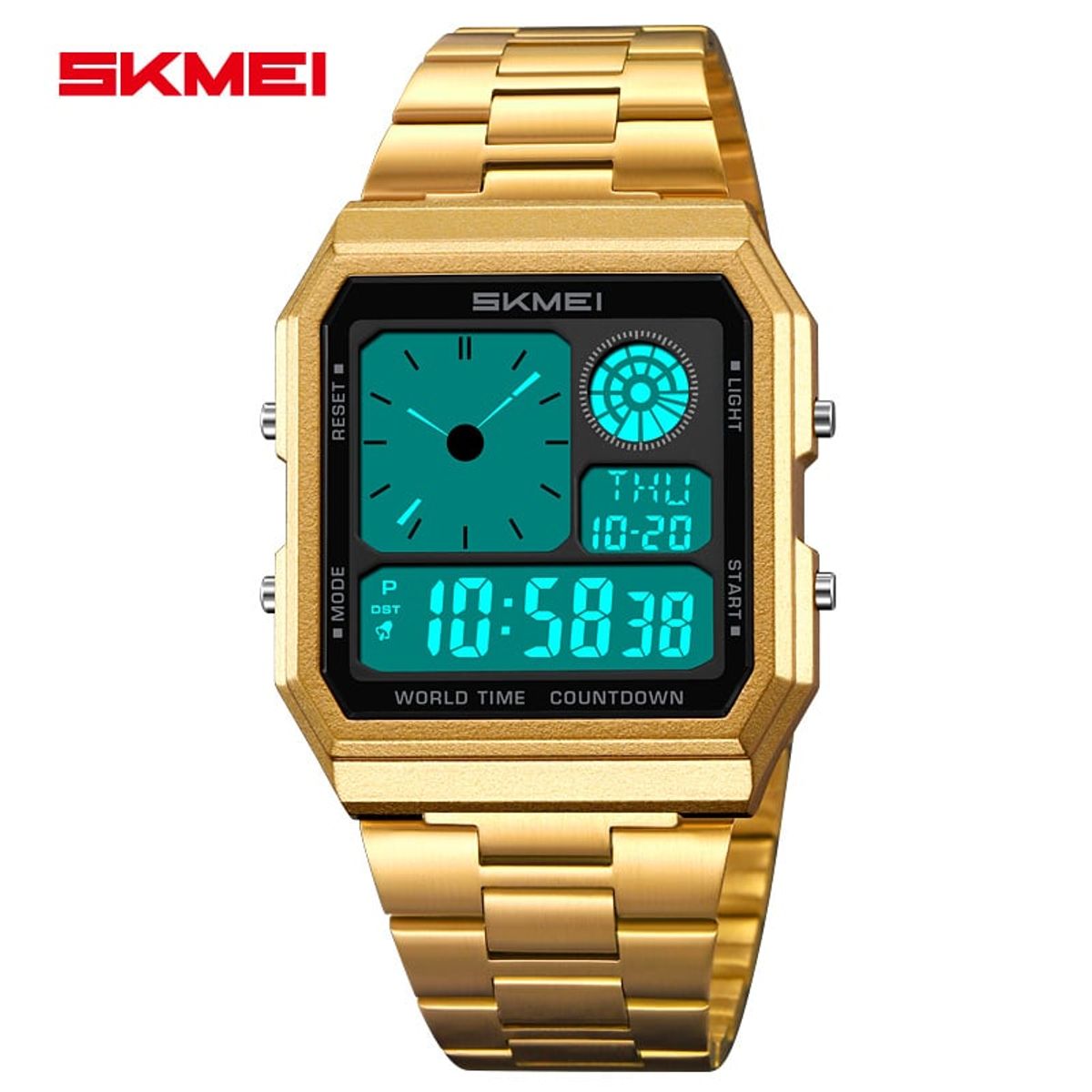 SKMEI - Reloj Skmei 2353 Dorado Digital Hora Mundial