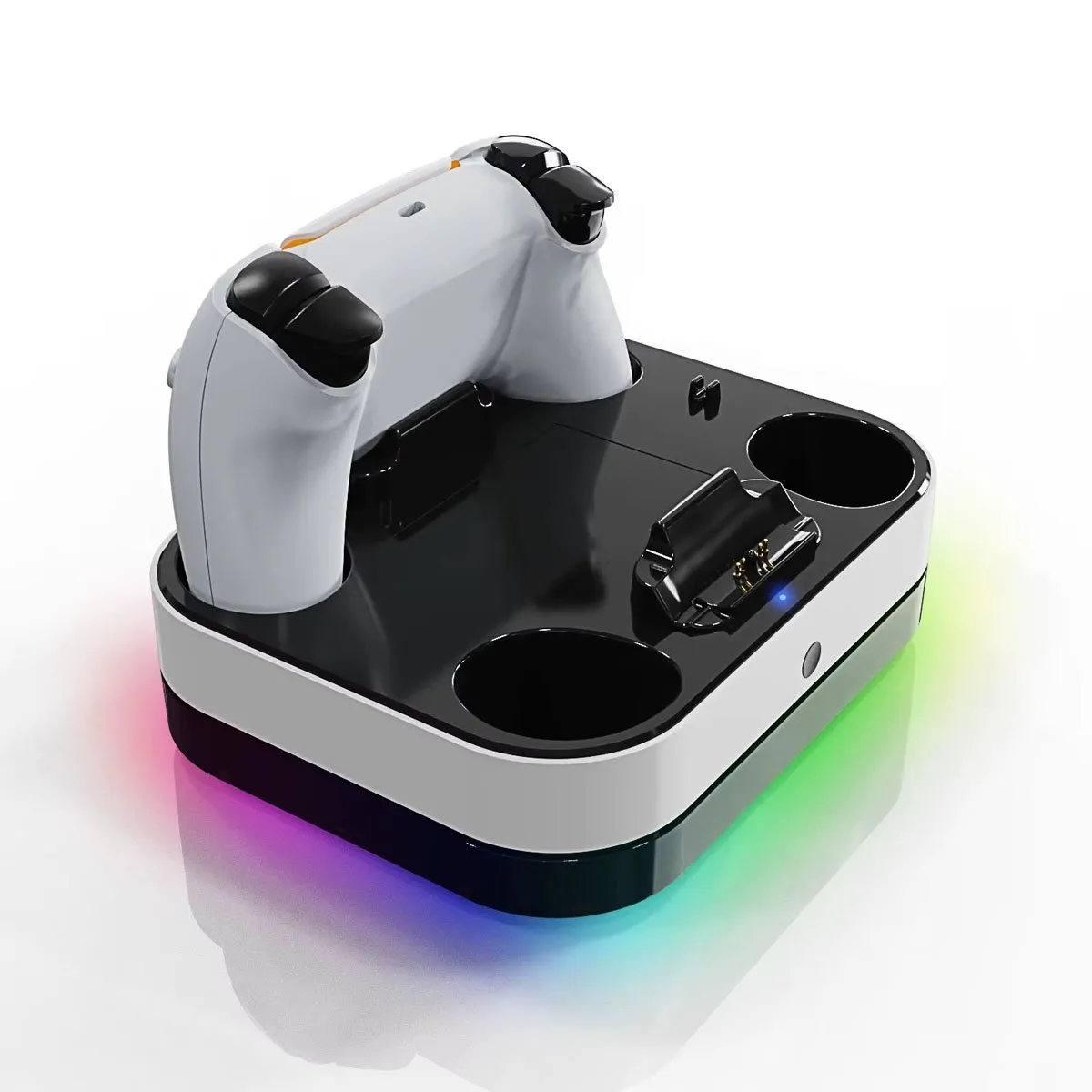 GENERICO - Cargador Base Dual Para Joystick Ps5 Playstation 5  Luz RGB