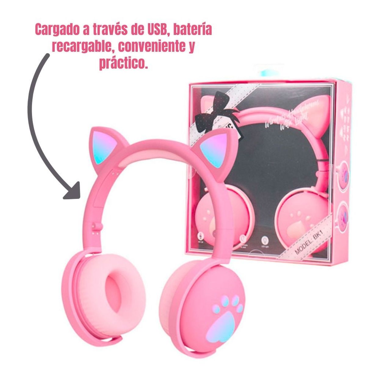 GENERICO - Audífonos bluetooth inalámbricos de gato-BK1