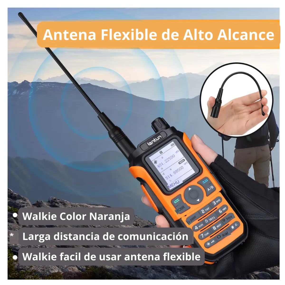 SEISA - Radio Walkie Talkie Portatil Pantalla Linterna Led Lantun UV-21 PRO