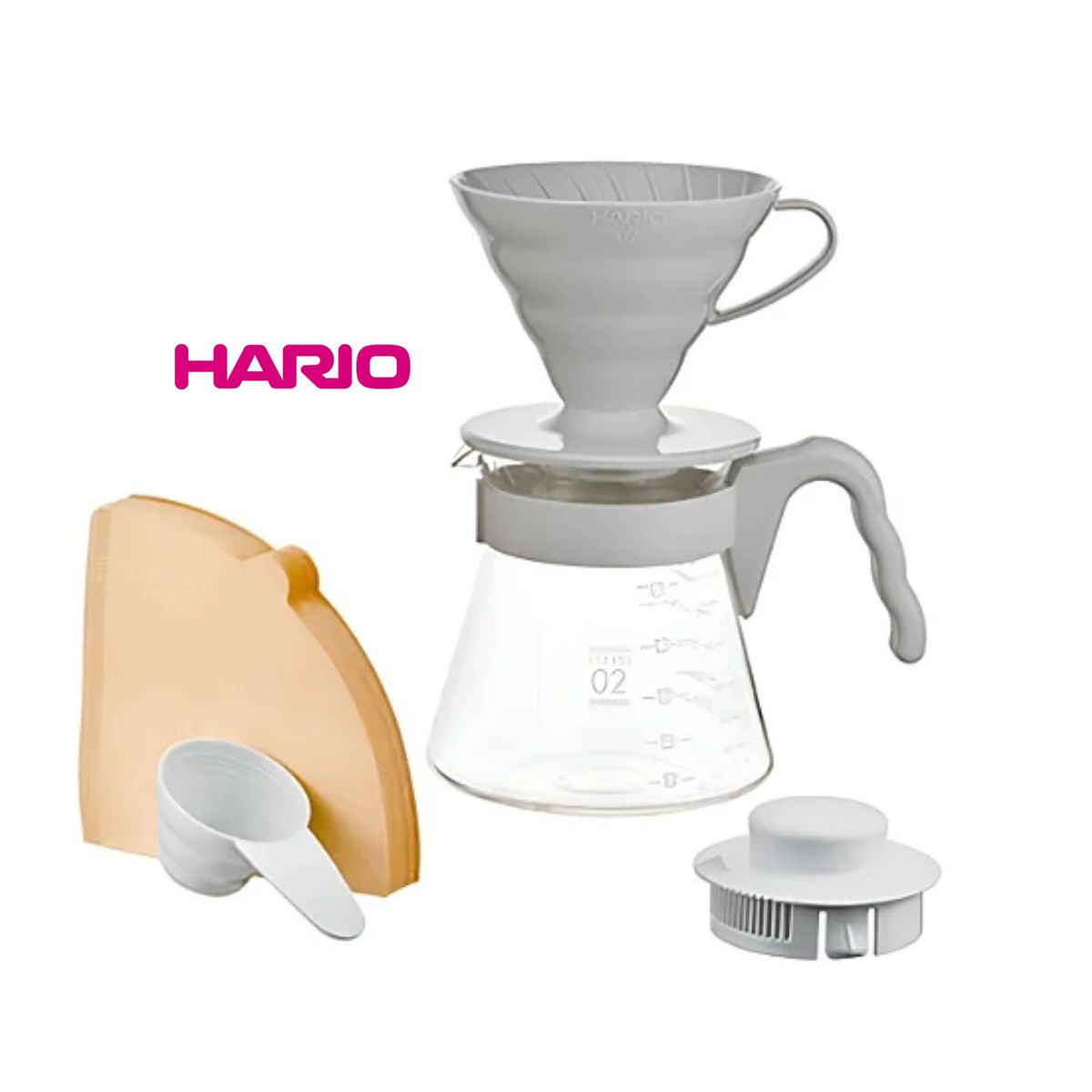 HARIO - Kit Gris V60 Dripper 1-4 Tazas - Hario