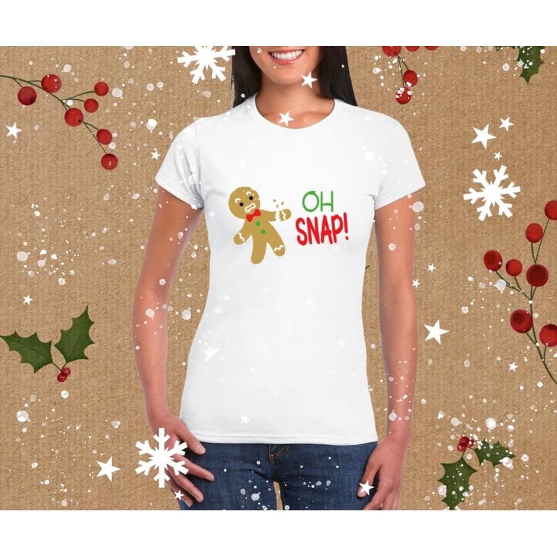 GENERICO - Polo Mujer Manga Galletita navidad - Nathalie Love It - Blanco