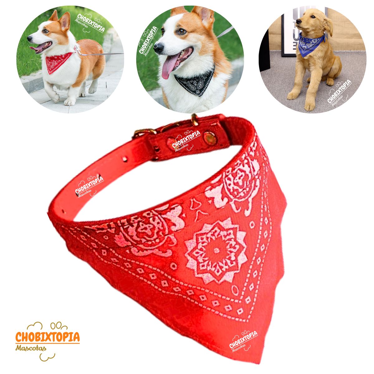 GENERICO - COLLAR BANDANA MASCOTA PERRO - ROJO