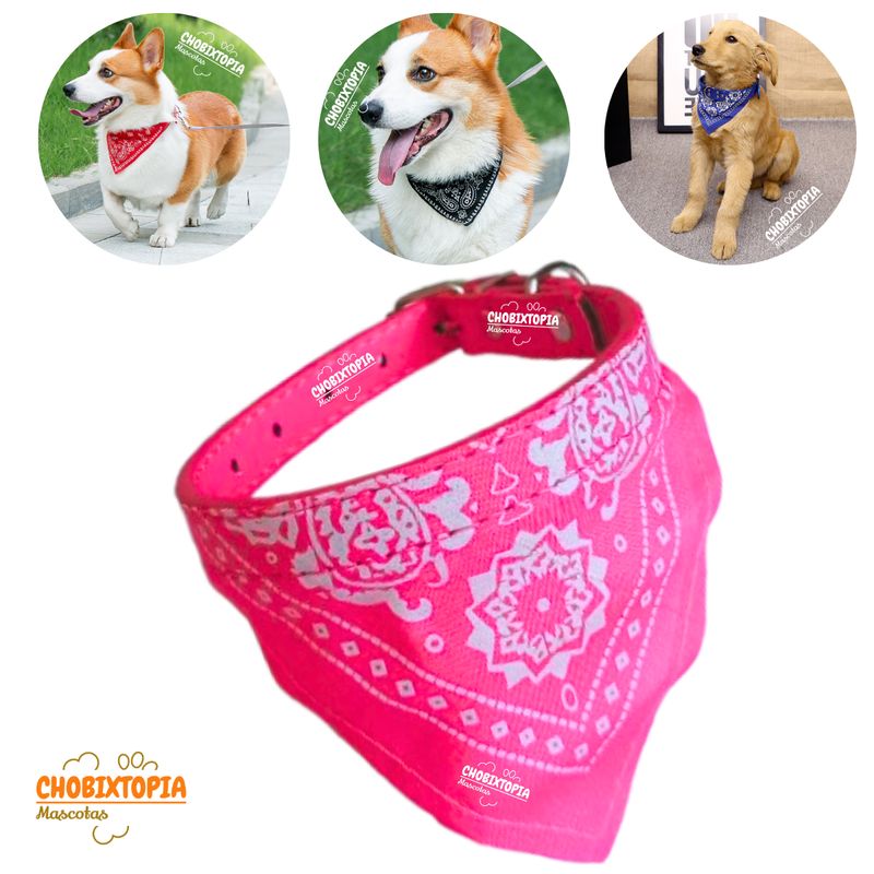 GENERICO - COLLAR BANDANA MASCOTA PERRO - FUCSIA
