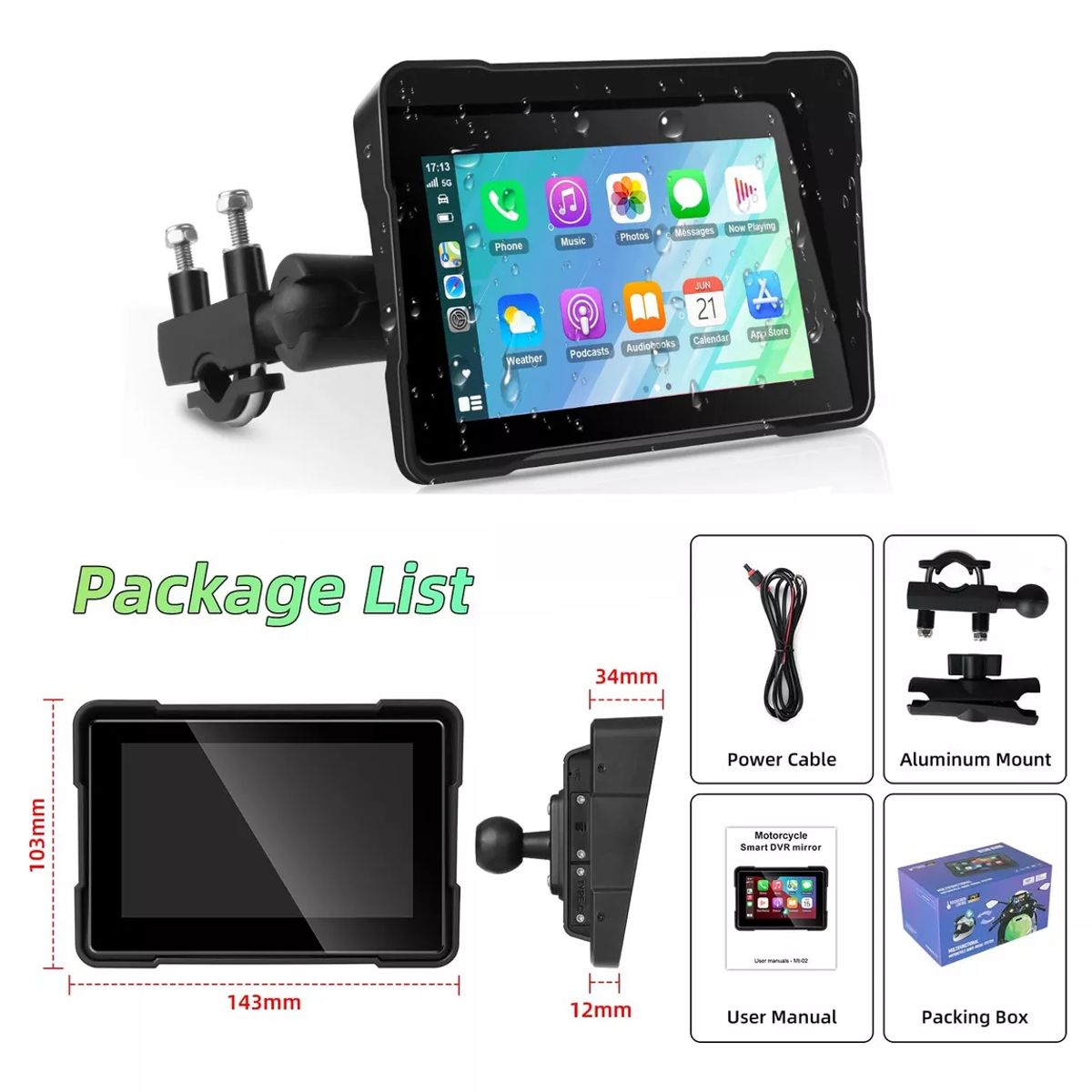 GENERICO - Radio Apple Carplay Y Android Auto Para Moto 5puLG Bt Sd