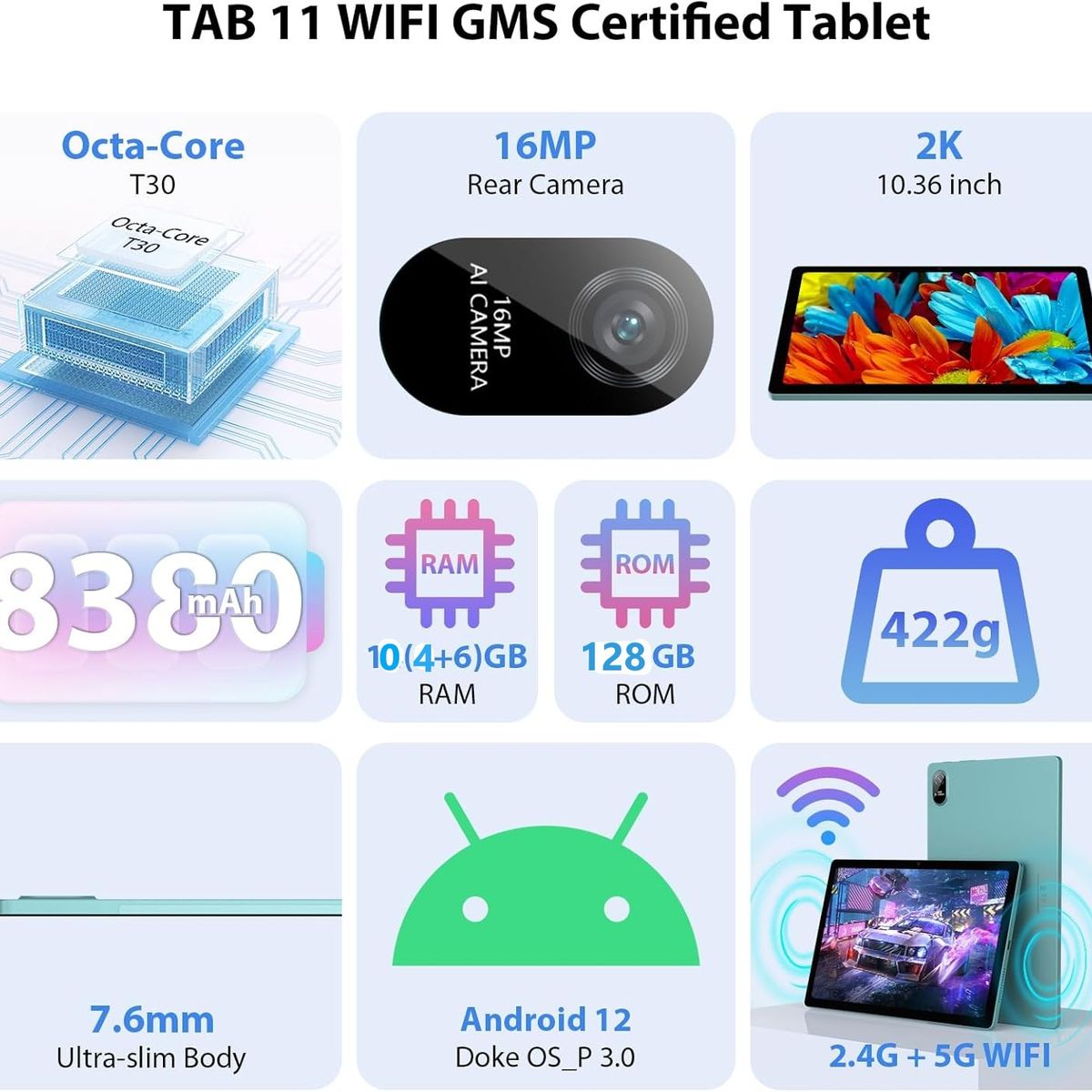 BLACKVIEW - Tablet Blackview Tab 11 Wifi  10/128GB 8380mAh  - Gris