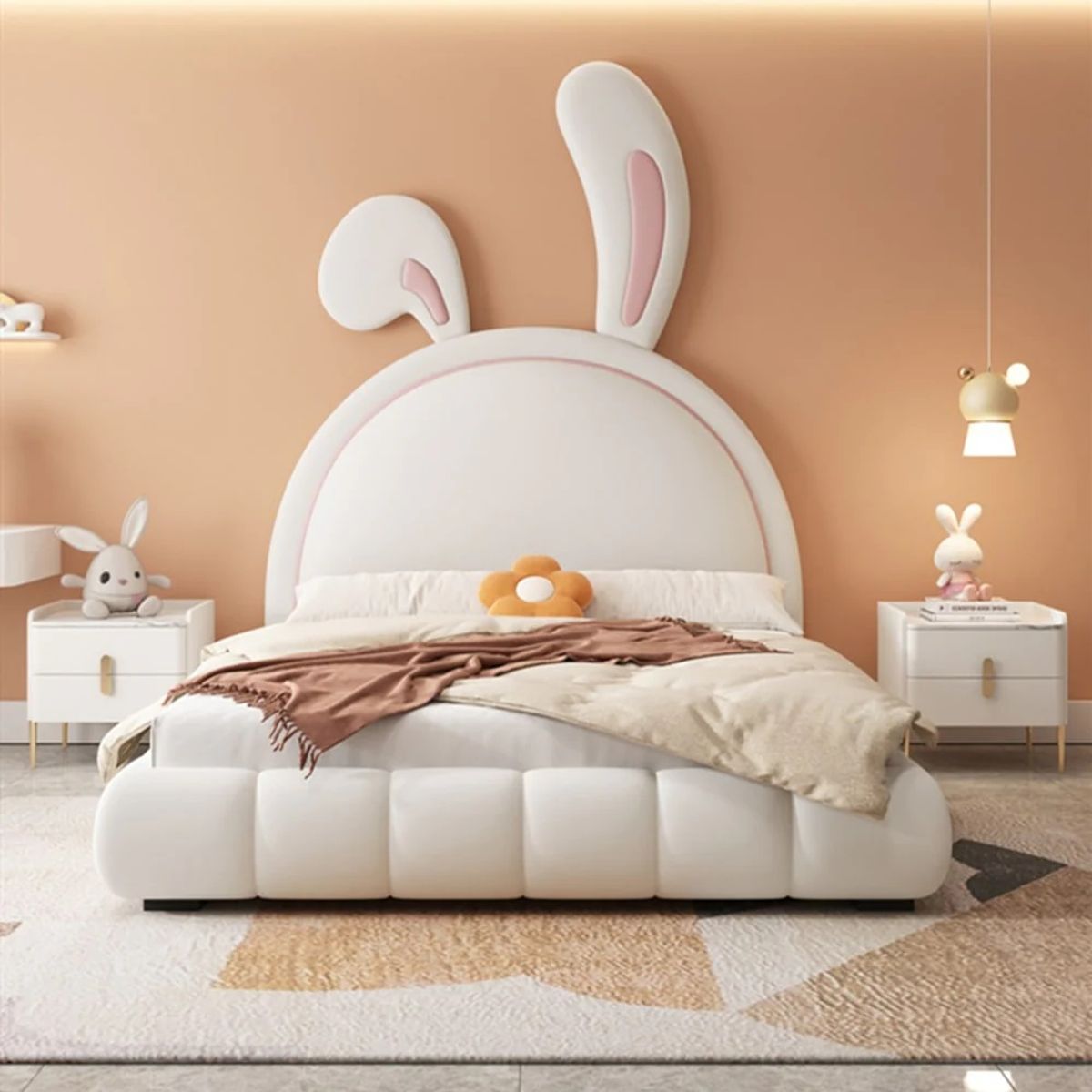 GENERICO - Cama Infantil Rabbit Tubular + 2 Veladores 2 plz - Ivory