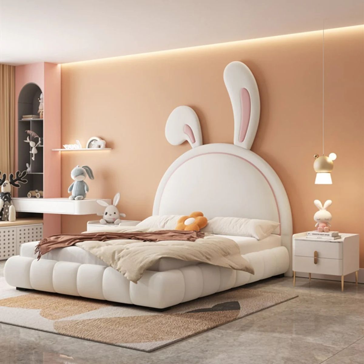 GENERICO - Cama Infantil Rabbit Tubular + 2 Veladores 2 plz - Ivory