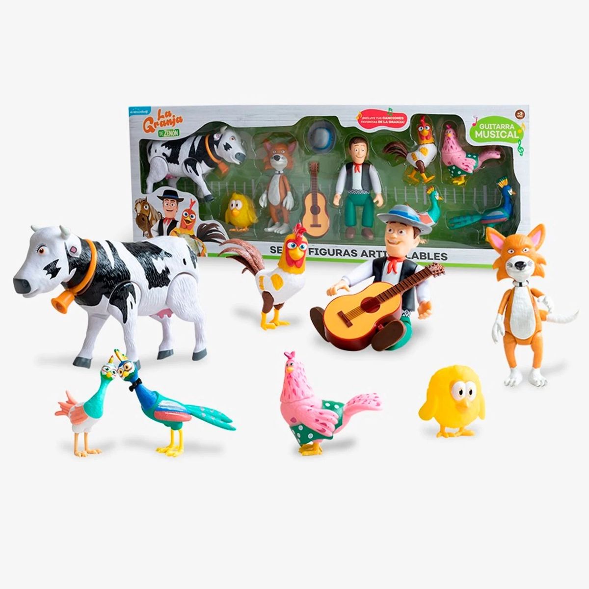 LA GRANJA DE ZENON - SET ARTICULABLES DE LA GRANJA DEL ZENON 9  PIEZAS CON VACA