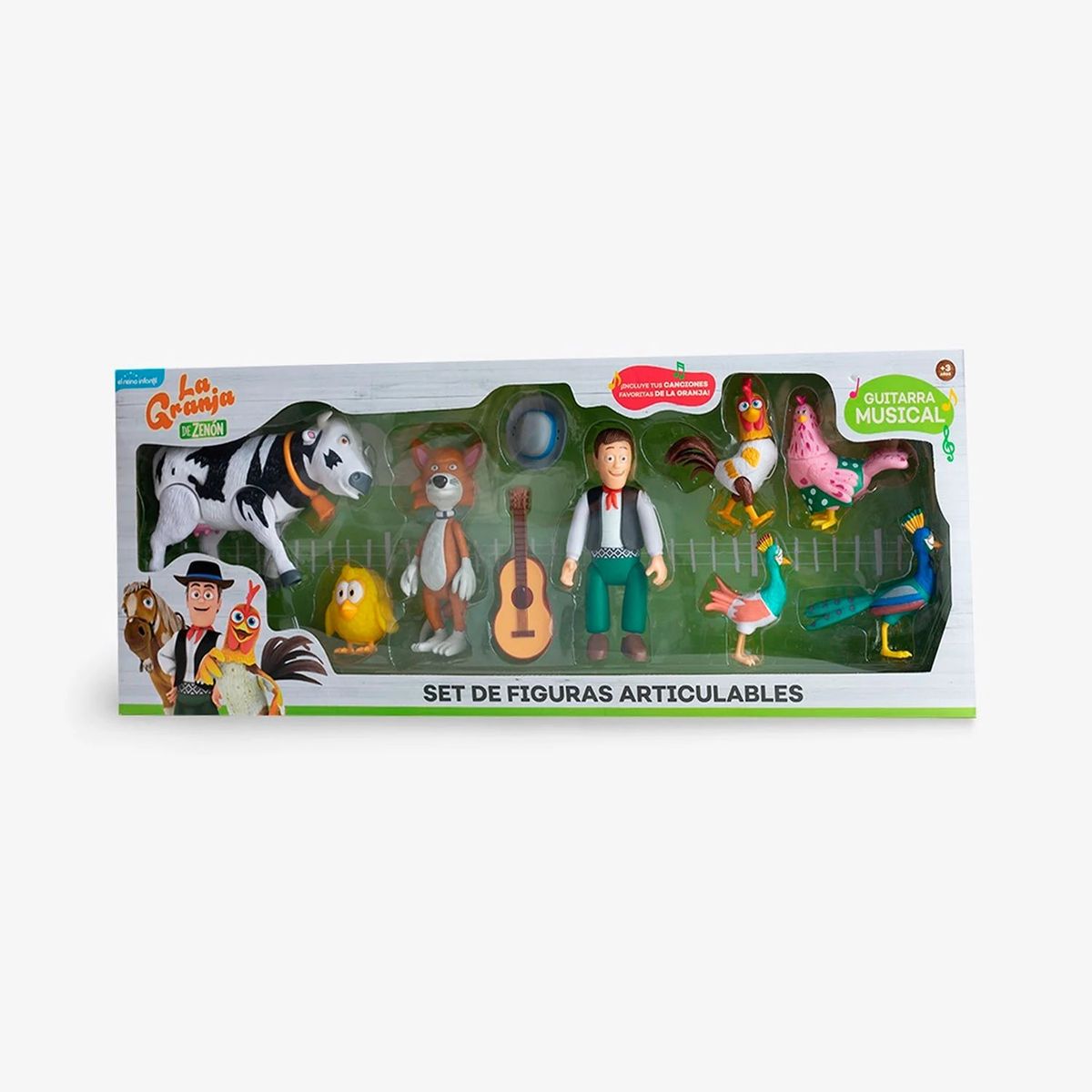 LA GRANJA DE ZENON - SET ARTICULABLES DE LA GRANJA DEL ZENON 9  PIEZAS CON VACA