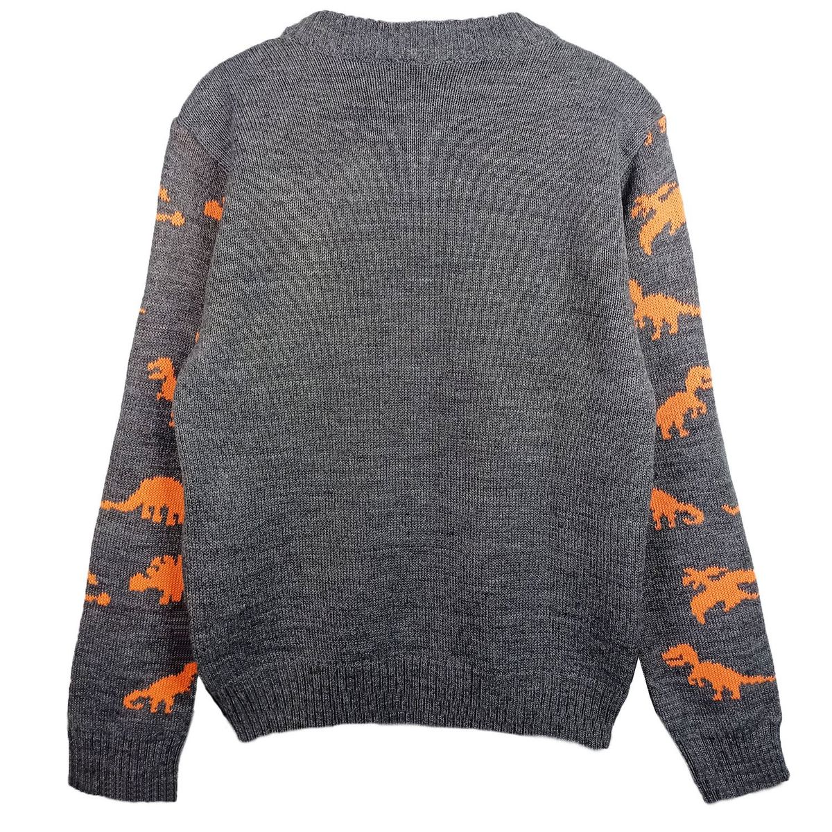 GENERICO - Chompa de invierno para niños chompa de lana diseño dino Plomo Naranja