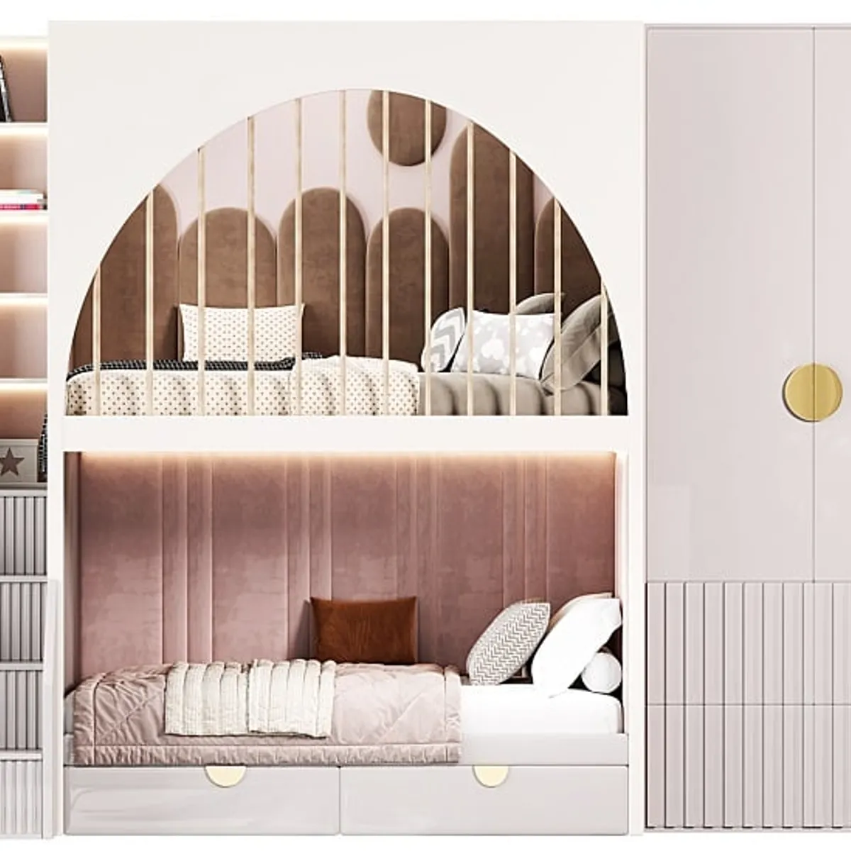 GENERICO - Camarote Infantil Alessandria + Cabecera + Ropero 1.5 plz - 2 Niveles